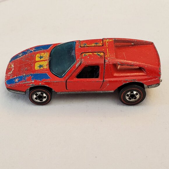 Redlines 1970 Hot Wheels Mattel Mercedes Benz C111 Red Diecast Car Doors Lift Up - Picture 3 of 8